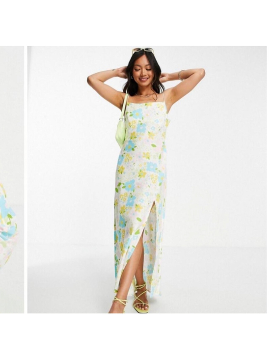 ASOS DESIGN Dresses & Skirts - ASOS DESIGN Floral Maxi Dress Size 4 White Multicolor Linen Cotton Summer Spring